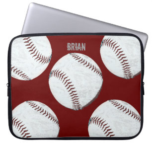Vintage angeredete Basebalbälle auf Rot Laptopschutzhülle