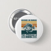 Vintage-Angler an Bluegill hängen Der Kampf  Button (Vorne & Hinten)