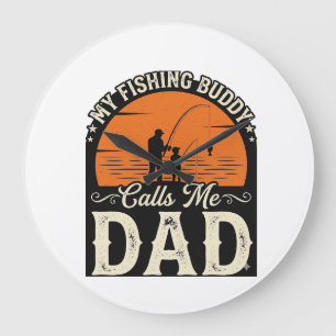 Vintage-Angler-Kumpel-Vater-Shirt-Design_1 Große Wanduhr