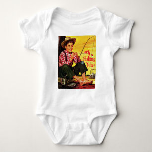 Vintage-Angler Stimmung mit Angelabenteuer Baby Strampler