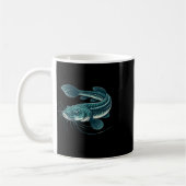 Vintage-Anglerkunst Wandernder Wels Kaffeetasse (Links)