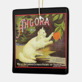 Vintage Angora White Cat Citrus Fruit Label Keramikornament (Links)