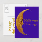 Vintage Angry Moon Halloween-Grüße-Karte Postkarte (Vorne/Hinten)