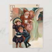 Vintage Angry Santa und Engel Weihnachts Postkarte (Vorne/Hinten)