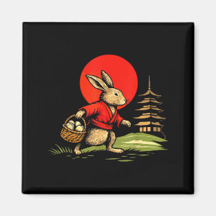 Vintage-Anime-Hase-Osterhase-Japanische-Sonne-Kuns Magnet
