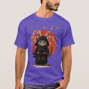 Vintage Anime Katze japanische Kunst lustige Samur T-Shirt
