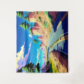 Vintage Anime Road Landschaft Wandteppich (Vorderseite)