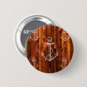 Vintage-Anker auf dunklen Holzbrettern Button (Vorne & Hinten)
