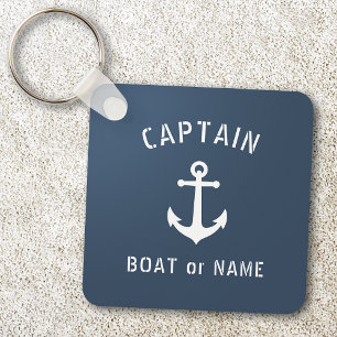 Vintage Anker Kapitän Name oder Bootsname Blau Schlüsselanhänger