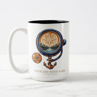 Vintage-Anker-Kompass-Tasse für Seeleute Zweifarbige Tasse