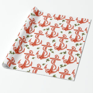 Vintage-Anker-Rot-Weihnachts-Geschenkpapier Geschenkpapier