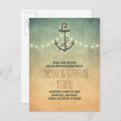 Vintage Ankernautikkarten Save the Date Ankündigungspostkarte (Vorne/Hinten)