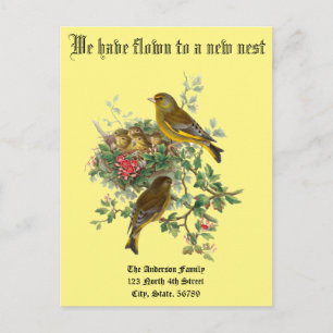 Vintage Ankündigung zur neuen Heimat für Baby Vöge