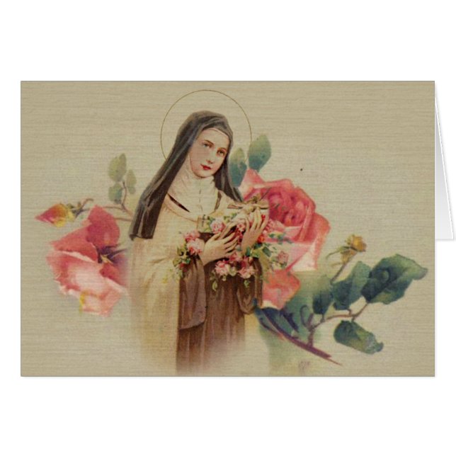 Vintage Anlass-Gruß-Karte St. Therese (Vorderseite (Horizontal))