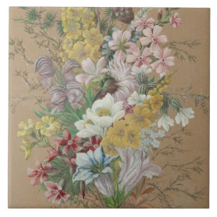 Vintage Anna Stainer-Knittel Alpenblumen Fliese