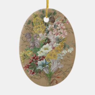 Vintage Anna Stainer-Knittel Alpenblumen Keramik Ornament