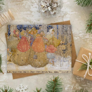 Vintage Annie French "Weihnachtslied singen"  Postkarte