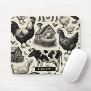 Vintage Anstrichfarben von Nutztieren Mousepad