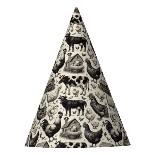 Vintage Anstrichfarben von Nutztieren Partyhütchen (Vorderseite)