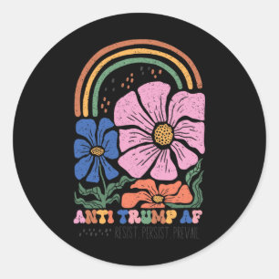 Vintage Anti-Trump Blumen Boho T-Shirt, Widerstehe Runder Aufkleber