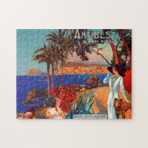 Vintage Antibes Cote D'Azur Reiseillustration Puzzle