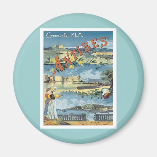 Vintage Antibes Mittelmeer Magnet (Vorne)