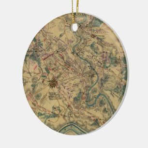 Vintage Antietam Schlachtfeld-Karte (1862) Keramikornament