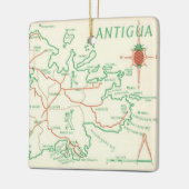 Vintage Antigua-Inselkarte Keramikornament (Links)