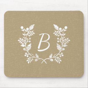 Vintage-Antik-Beige-Weiß-Kranz individuell angepas Mousepad