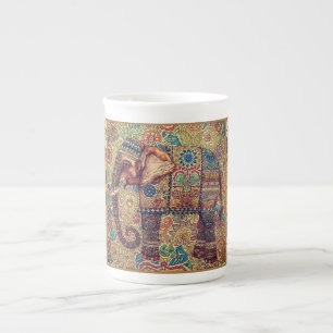 Vintage-, Antik-Elefanten-Motiv-Kunst Porzellantasse