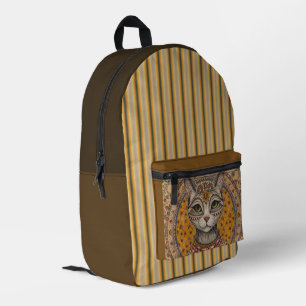Vintage, Antik Katze und Motiv Muster Bedruckt Ruc Bedruckter Rucksack