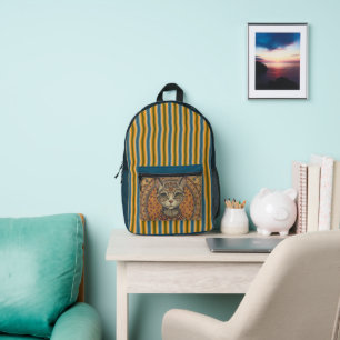Vintage, Antik Katze und Motiv Muster Bedruckt Ruc Bedruckter Rucksack