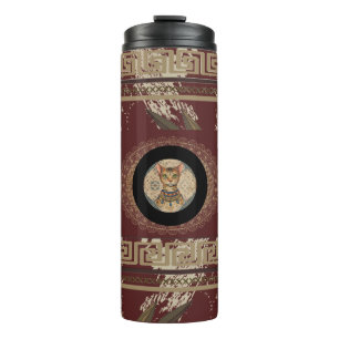 Vintage-,Antik-Katzenkunst,Blumen-Altes-Muster-Bon Thermosbecher