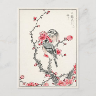 Vintage-Antik-Kunstpostkarte mit japanischem Pflau Postkarte