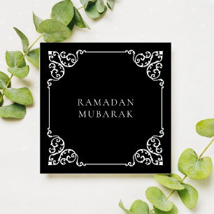 Vintage Antik Schwarz Weiß Rahmen Ramadan Mubarak  Feiertagskarte