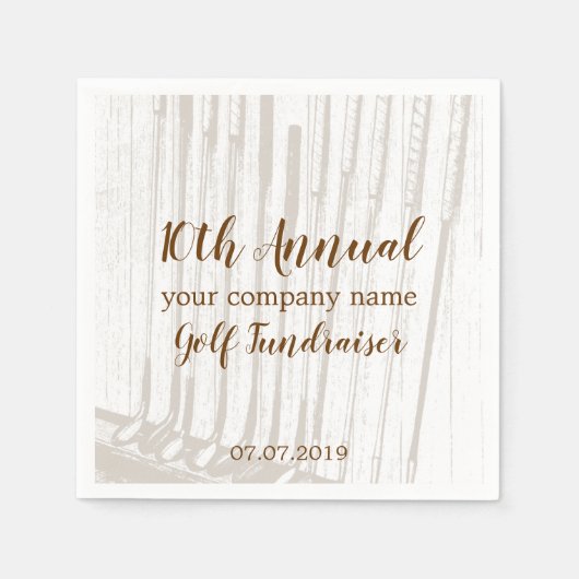 Vintage antikbraun-weiße GolfFundraiser Serviette (Vorderseite)