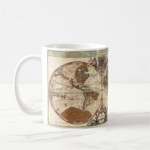 Vintage Antike 1691 Sanson Weltkarte Kaffeetasse