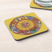 Vintage antike Astrologie, Celestial Zodiac Wheel Getränkeuntersetzer (Linke Seite)