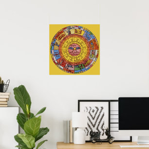 Vintage antike Astrologie, Celestial Zodiac Wheel Poster