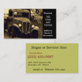 Vintage antike Automobil-Wiederherstellung Visitenkarte (Vorne/Hinten)