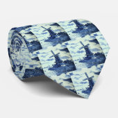 Vintage antike blaue Fliese Delfts - Windmühle Krawatte (Gerollt)