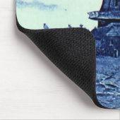 Vintage antike blaue Fliese Delfts - Windmühle Mousepad (Ecke)