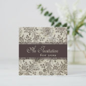 Vintage antike BlumenVerlobungs-Party-Gewohnheit Einladung (Stehend Vorderseite)