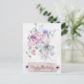 Vintage antike Bouquet zum Geburtstag Postkarte (Stehend Vorderseite)