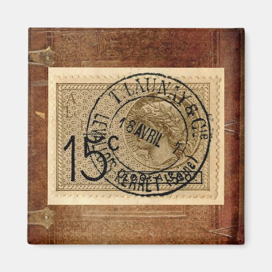 Vintage antike Briefmarke drucken Magnet (Vorne)