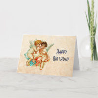 Vintage antike Cherub Angela Illustriert Geburtsta