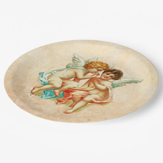 Vintage antike Cherub Angels Illustration Pappteller (Schrägansicht)