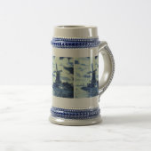 Vintage antike Delft Blue Tile - Windmühle Bierglas (VorderseiteRechts)