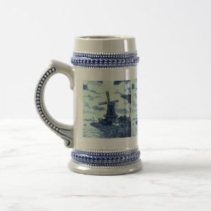 Vintage antike Delft Blue Tile - Windmühle Bierglas