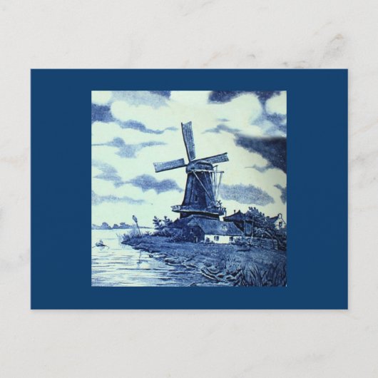Vintage antike Delft Blue Tile - Windmühle Postkarte (Vorderseite)